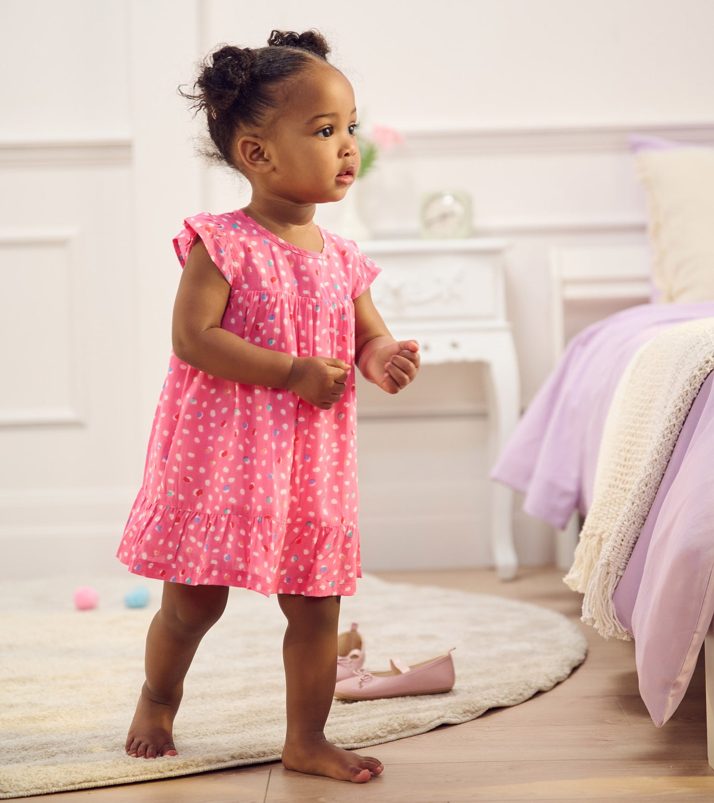 Robe volantée pour bébé et bambin – Multitude de petits pois