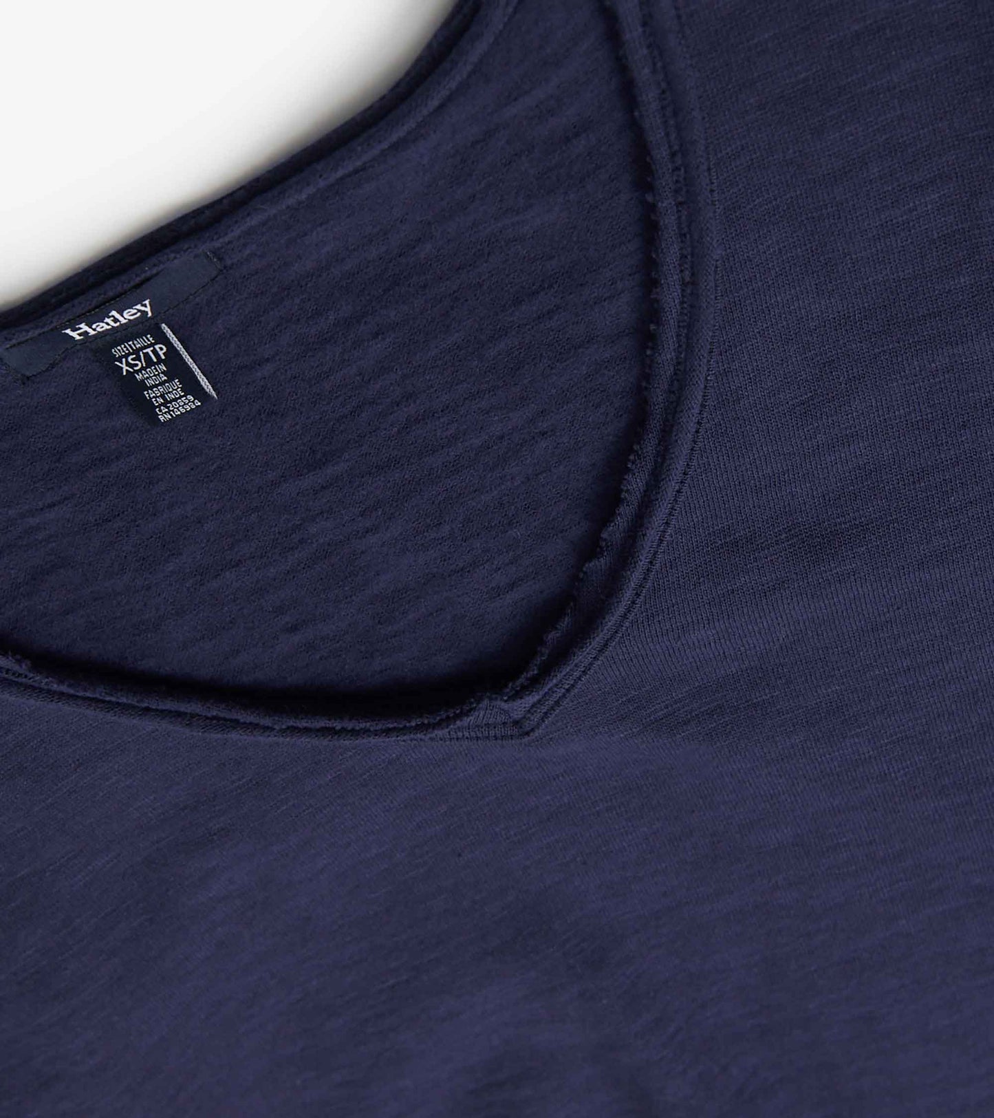 Patriot blue V-neck tee with a soft texture and relaxed fit, showcasing a casual style suitable for everyday wear.