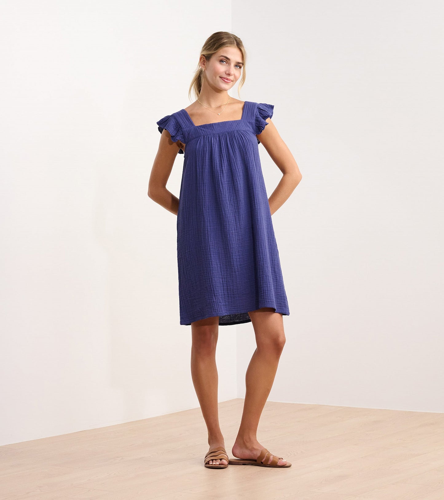 Flutter Sleeve Dress - Patriot Blue