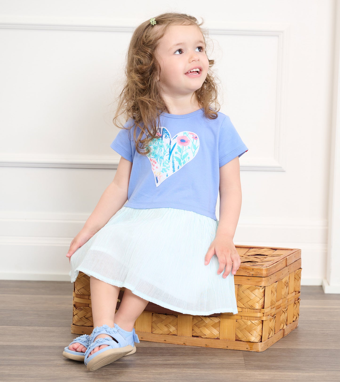 Robe à effet de superposition pour bébé et bambin – Fleurs sauvages en cœur