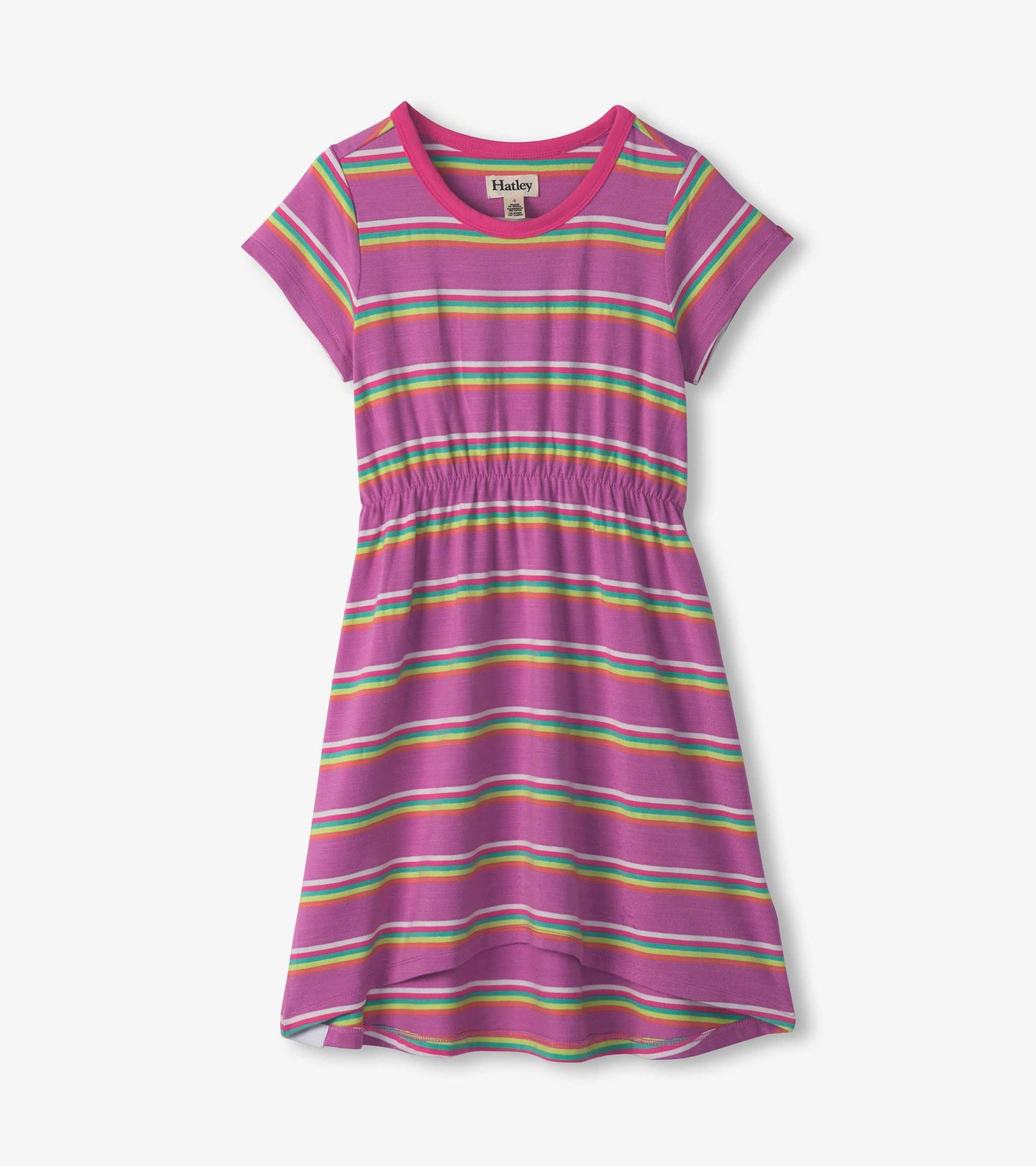 Girls Striped Purple High-Low Dress