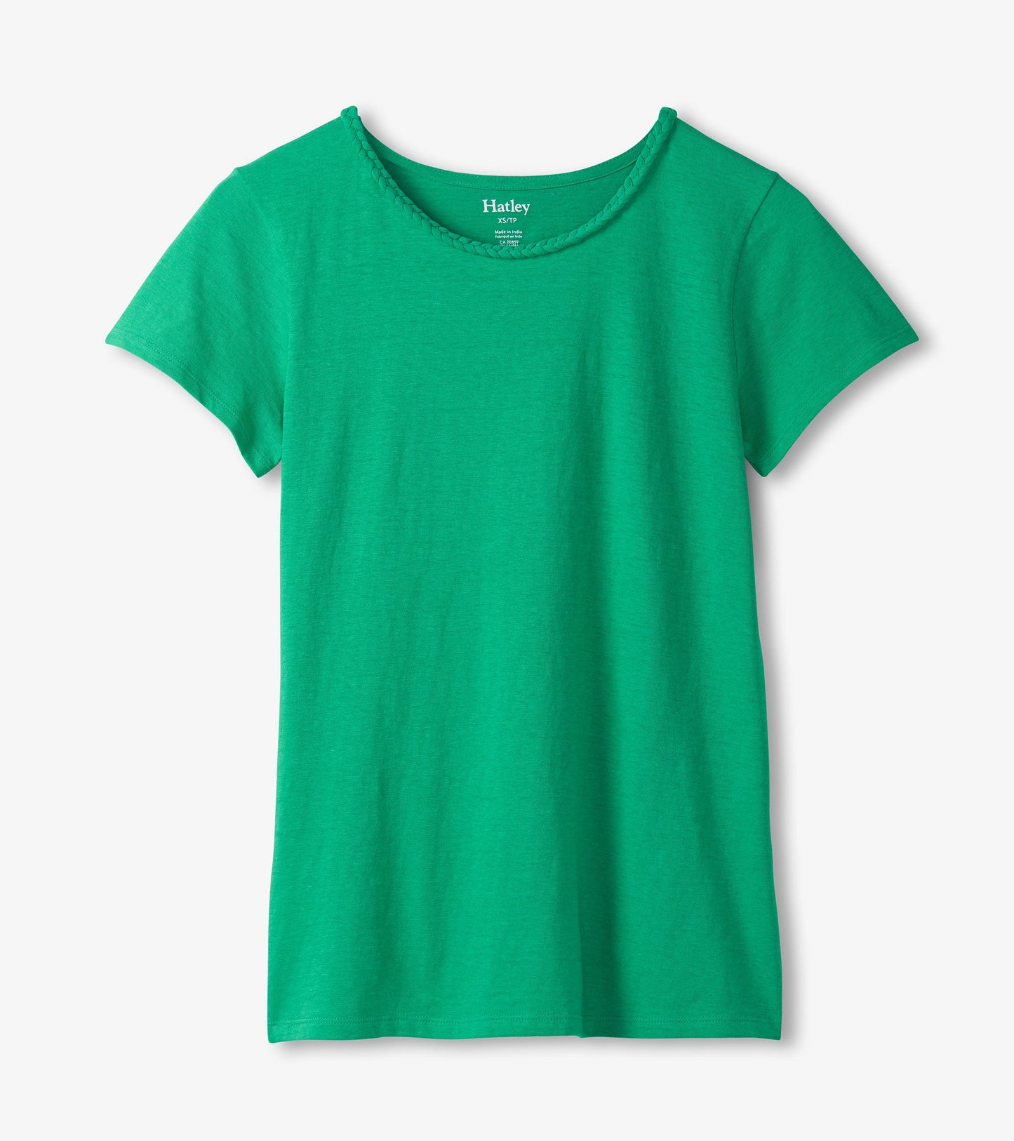 T-shirt à encolure tressée – Vert maritime
