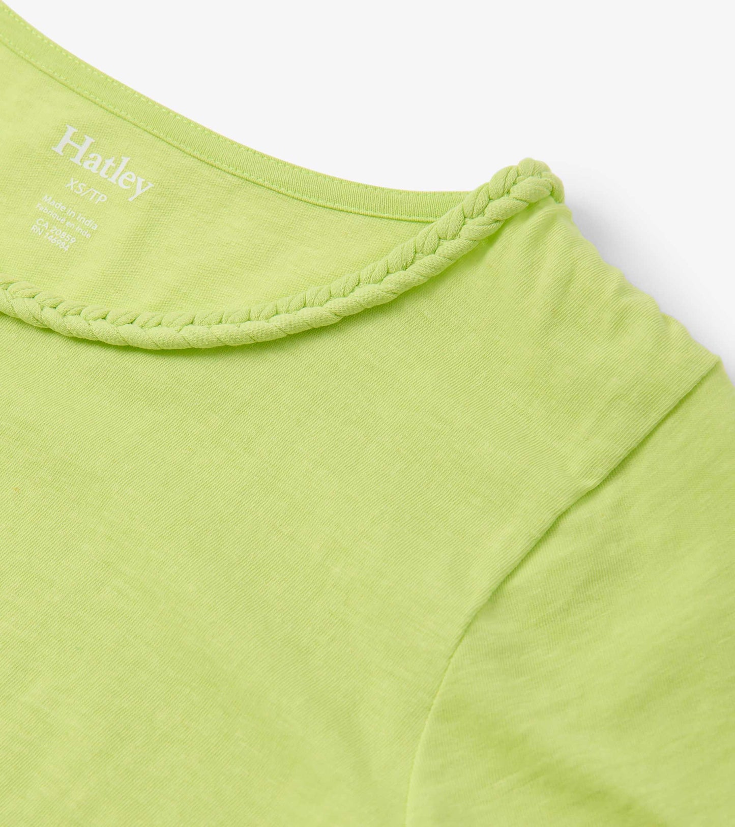 T-shirt à encolure tressée – Vert vif