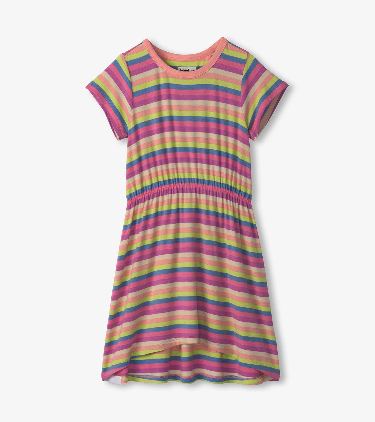 Girls Soft Stripes High-Low Dress