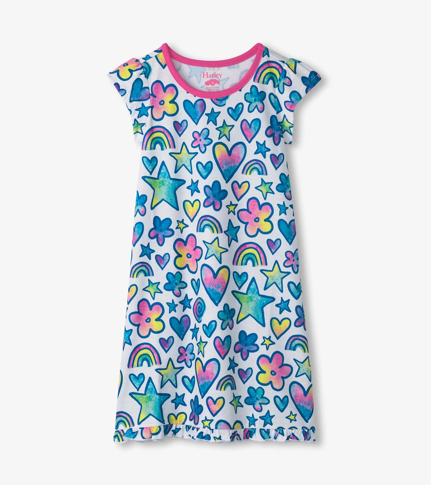 Chemise de nuit à ourlet volanté – Dessins aquarelle