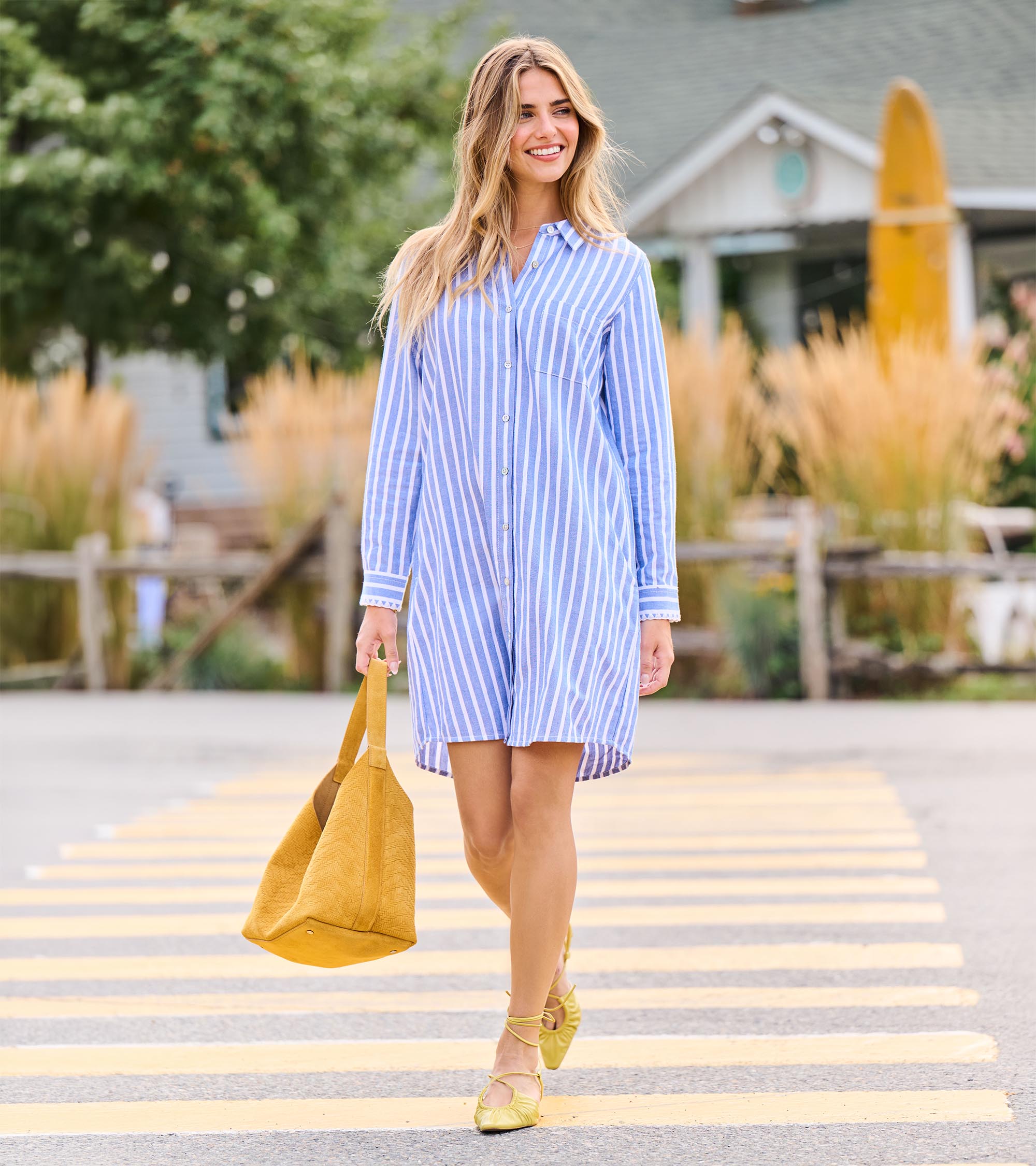 shirt dress blue stripe Julia Pay With:310 Qs (Silkroll Fee: $7.75)