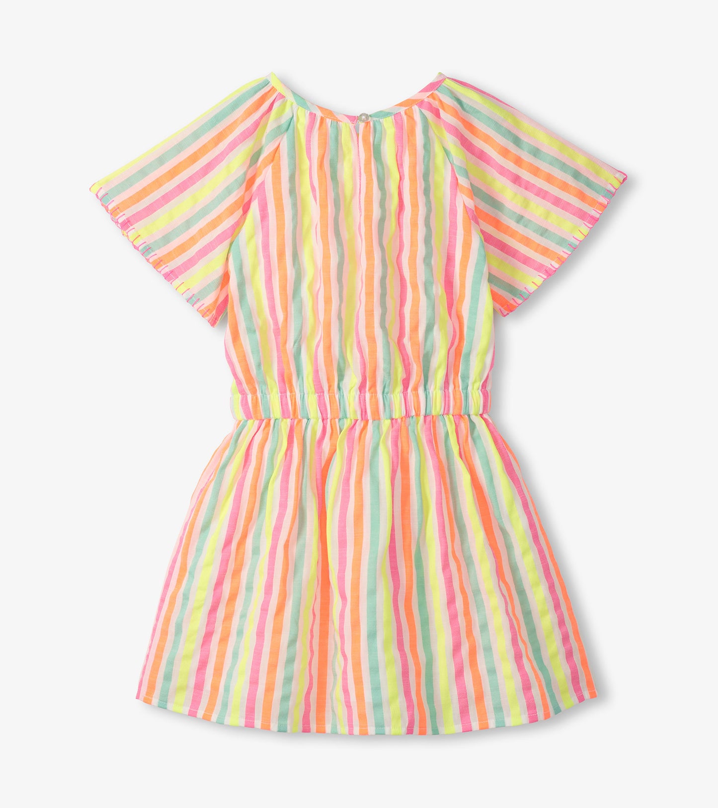 Robe tissée – Rayures estivales néon
