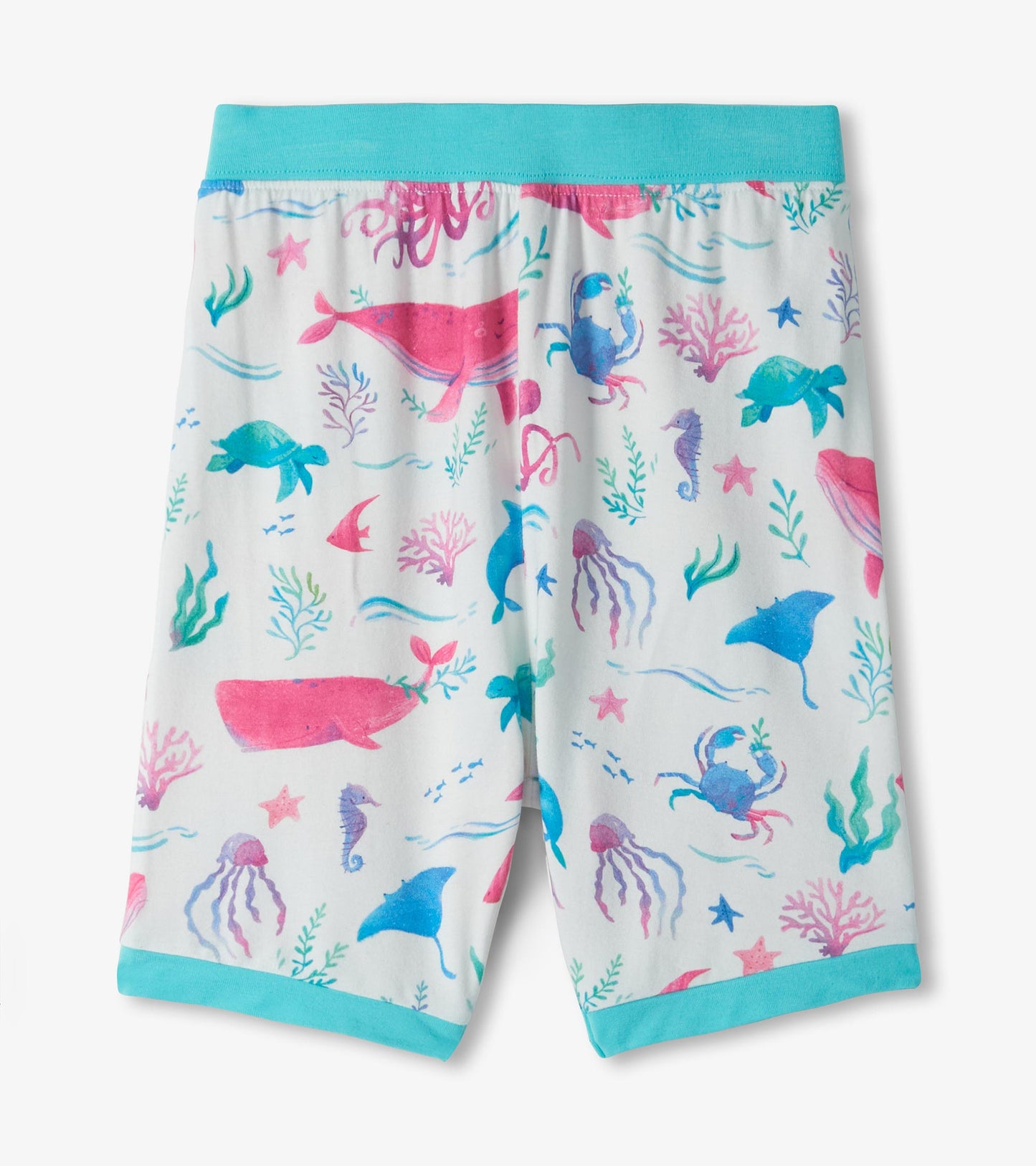 Pyjama court en bambou – Vie sous-marine aquarelle