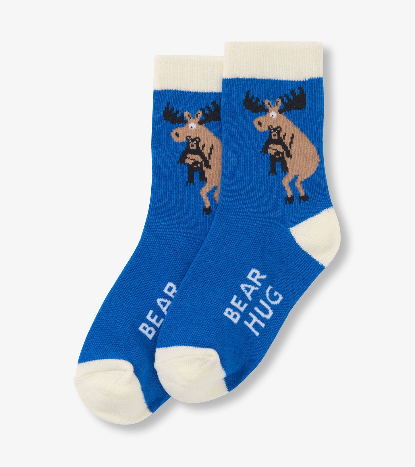 Chaussettes pour enfant – Orignal et son toutou ourson sur fond bleu