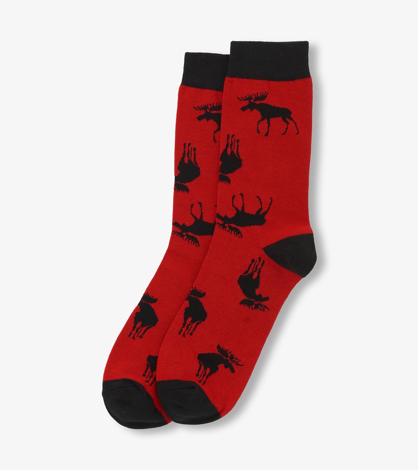 Chaussettes pour homme – Orignaux sur fond rouge