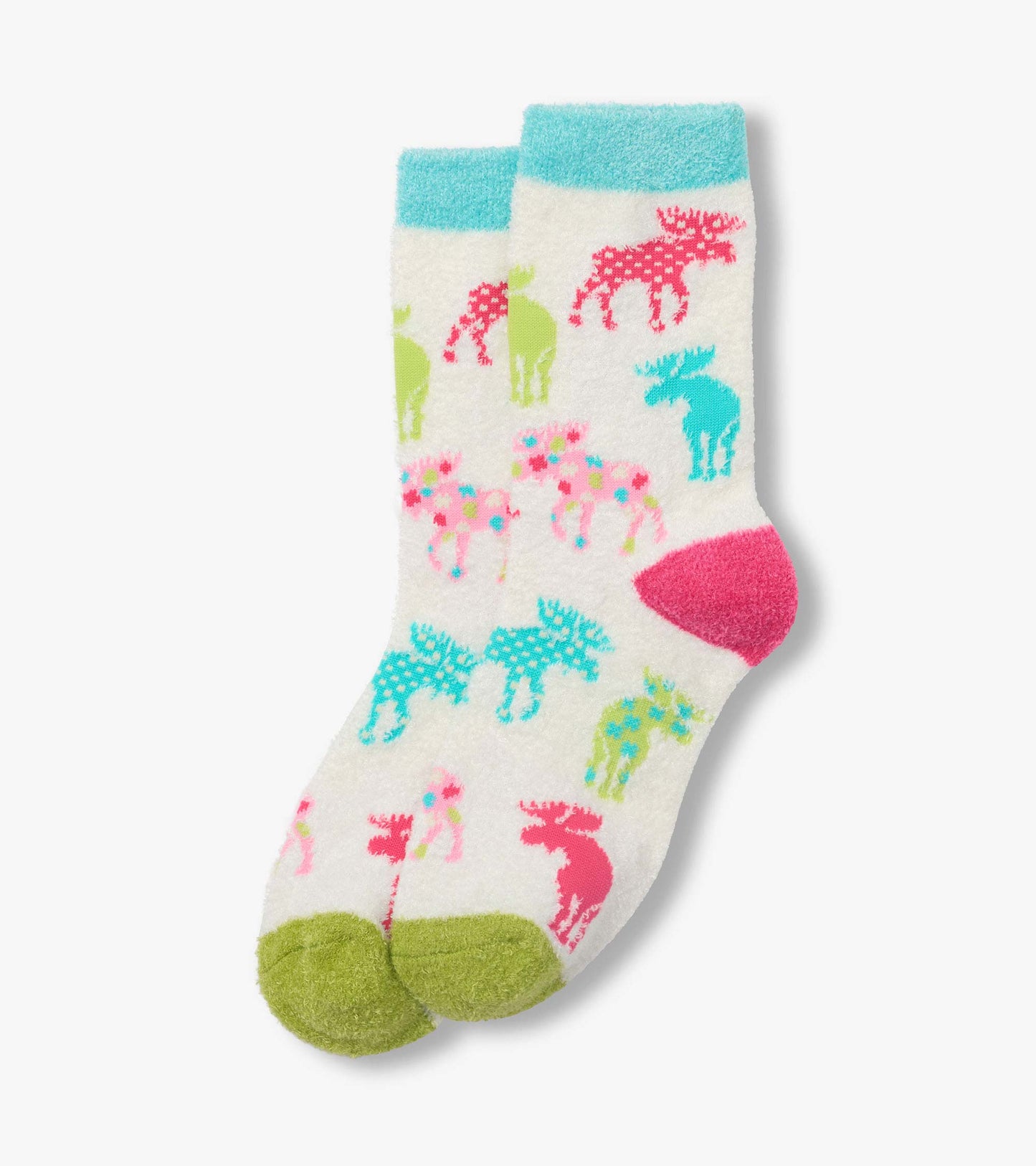 Women's Patterned Moose Fuzzy Socks