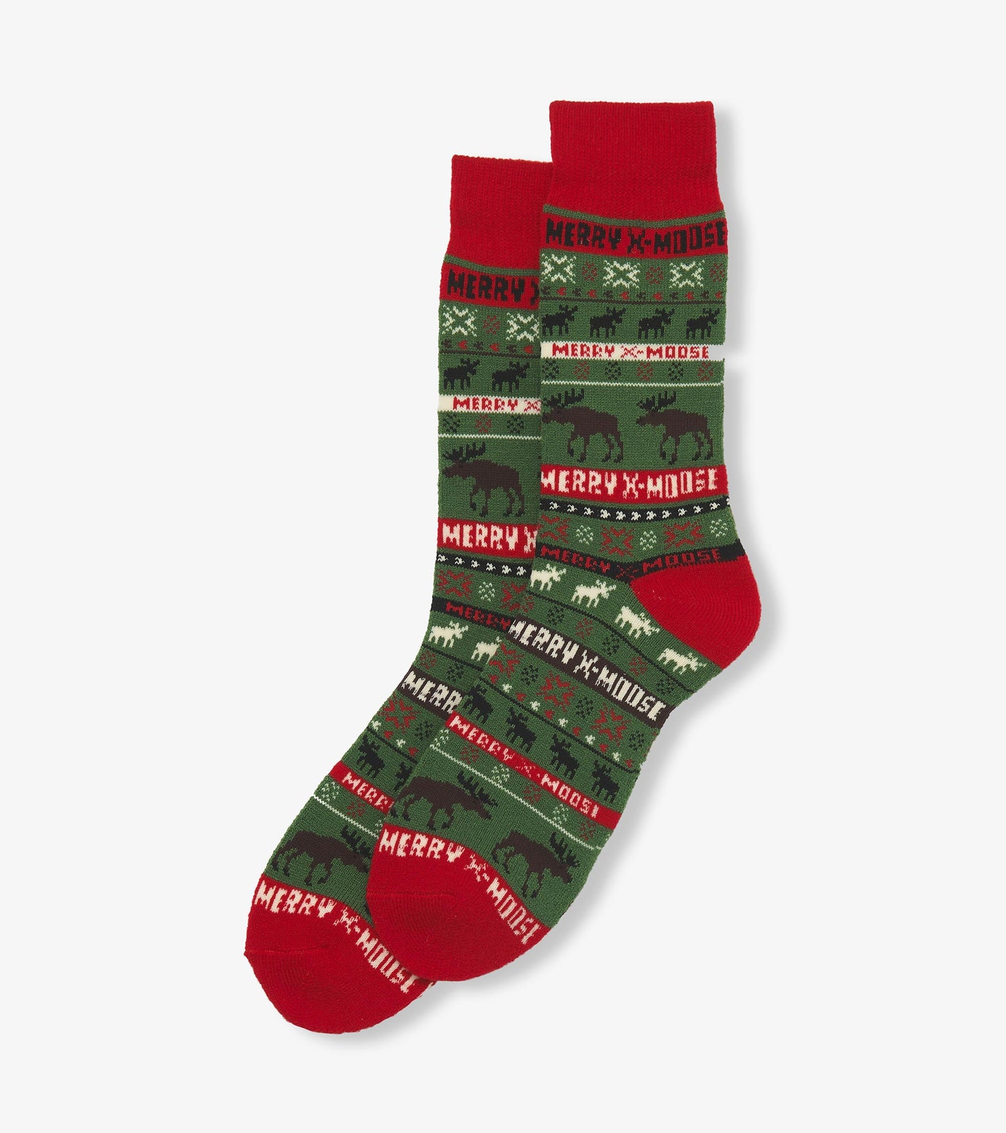 Chaussettes douillettes pour homme – Orignaux « Merry X-Moose »