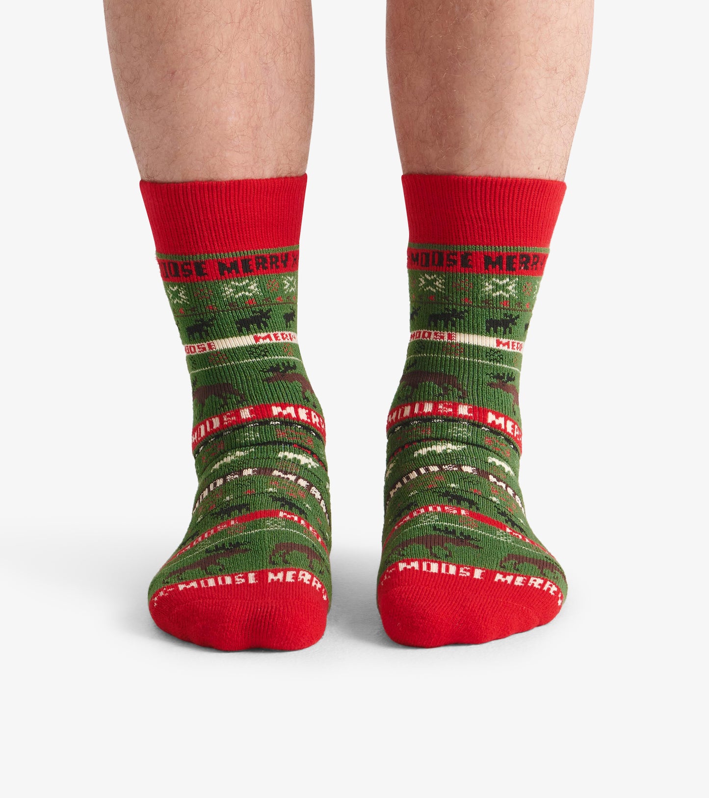 Chaussettes douillettes pour homme – Orignaux « Merry X-Moose »