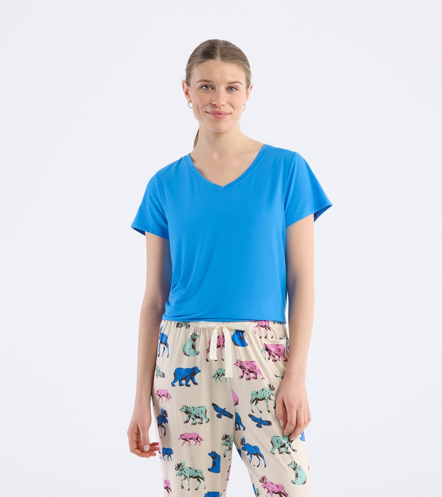 Women's Blue V-Neck T-Shirt