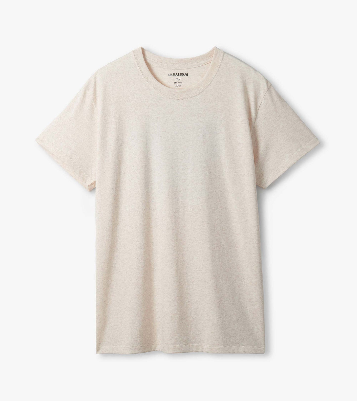 Men's oatmeal heather short-sleeve crew neck T-shirt shown from the front with no visible graphic