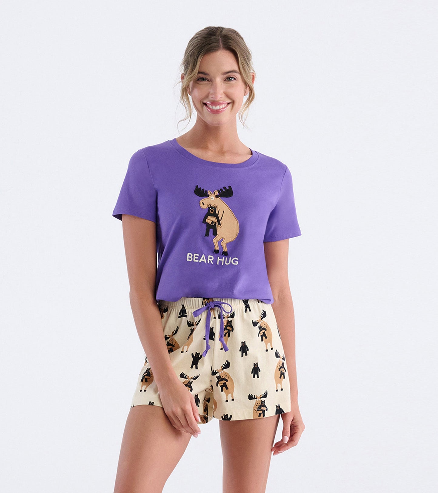 Women's Moose Bear Hug Pajama T-Shirt