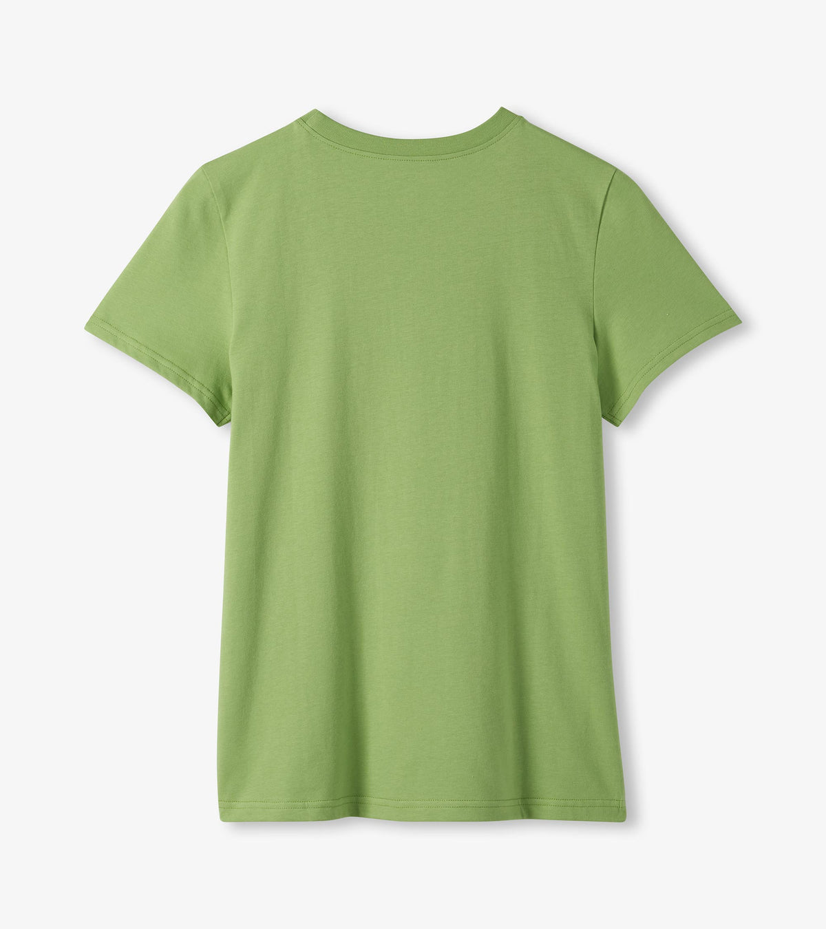Back of sage green short-sleeve pajama T-shirt with plain design