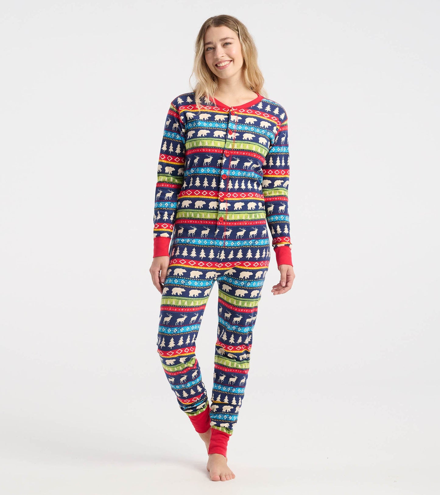 Combinaison pour adulte – Motif Fair Isle bleu marine