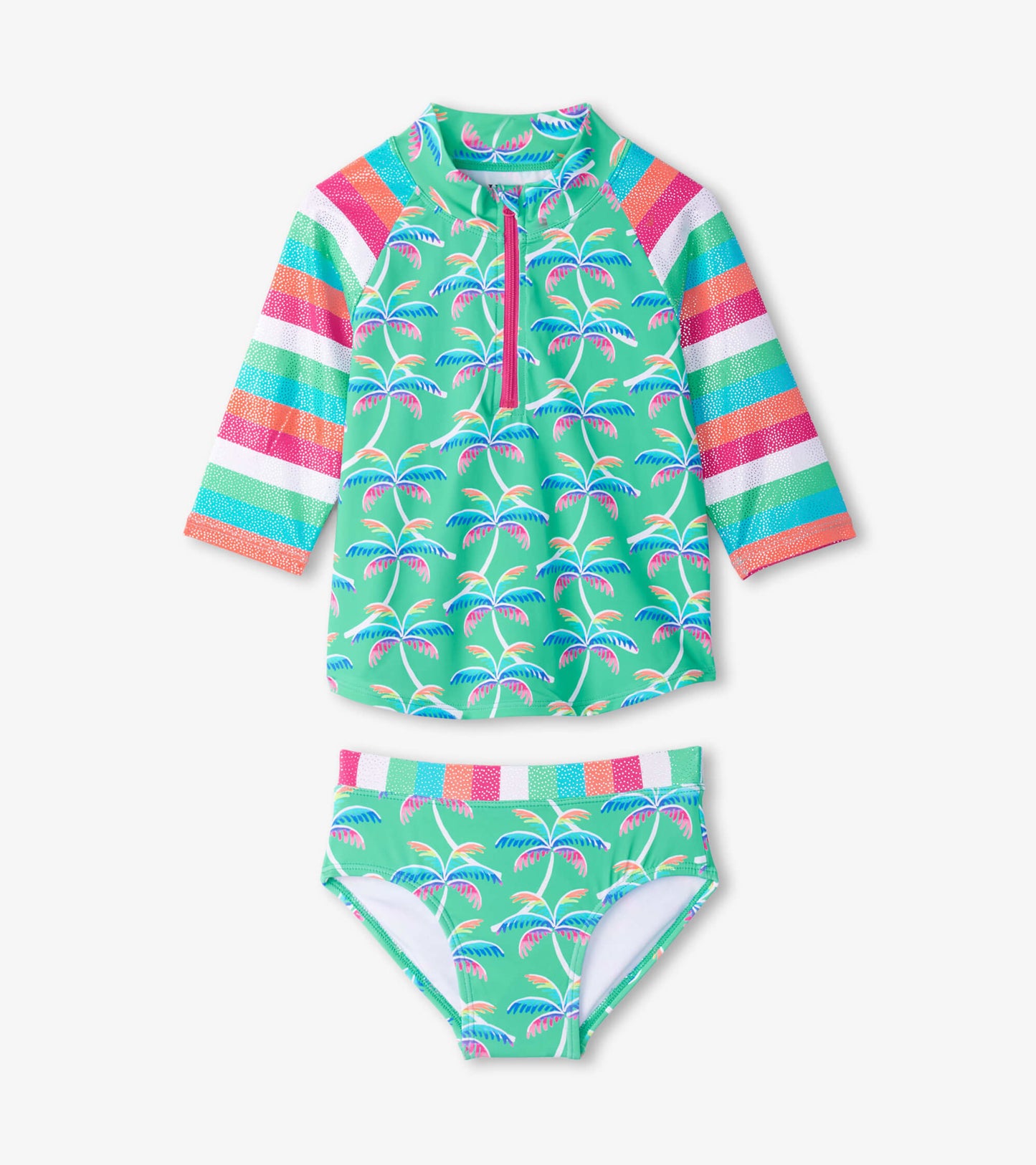 Maillot protecteur deux pièces – Palmiers arc-en-ciel