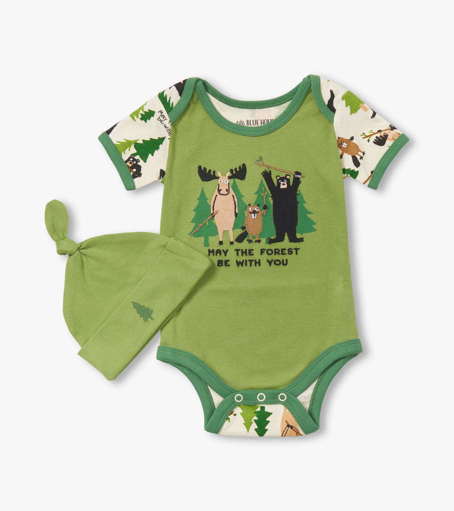 Cache-couche et bonnet – Animaux des bois « May the Forest Be With you »