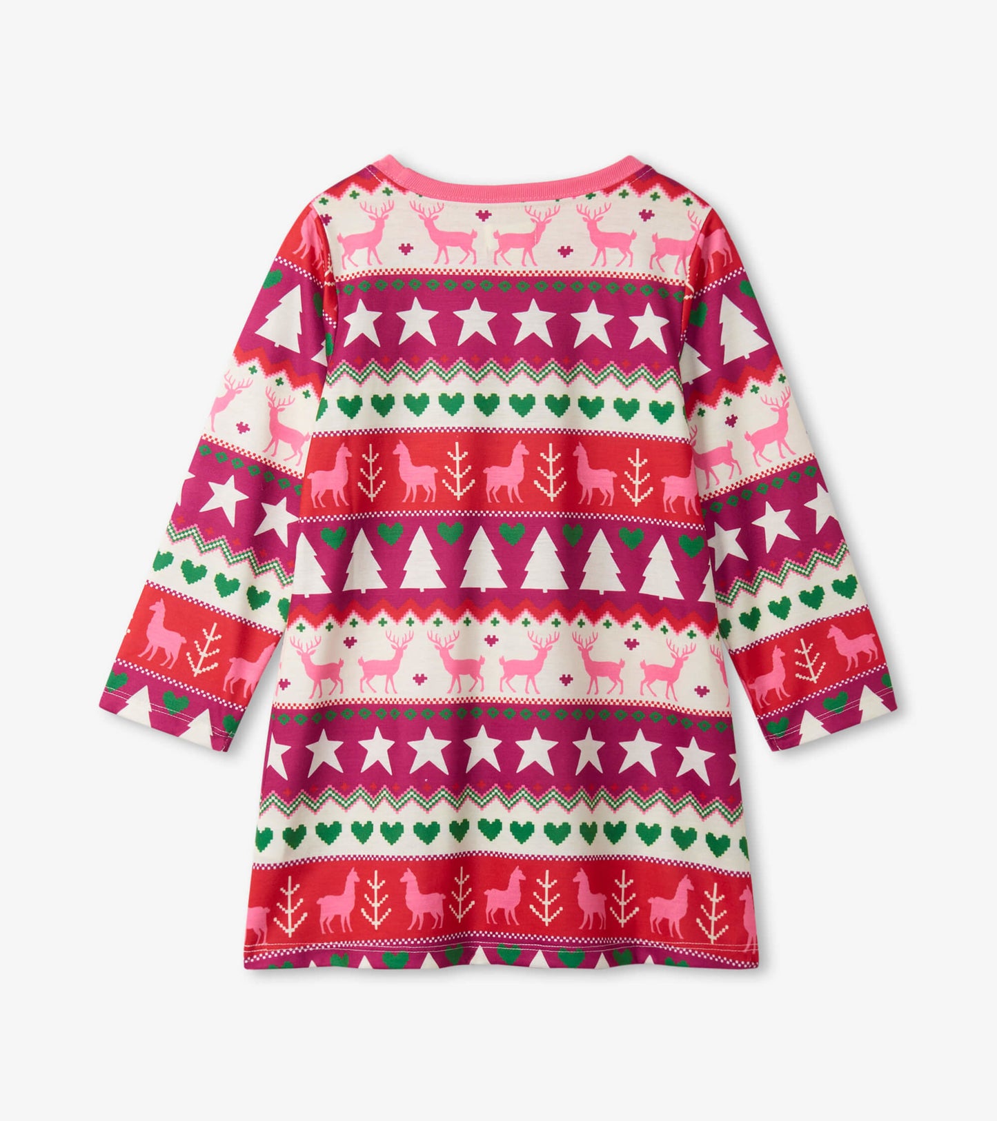 Robe de nuit à manches longues – Motif Fair Isle des fêtes