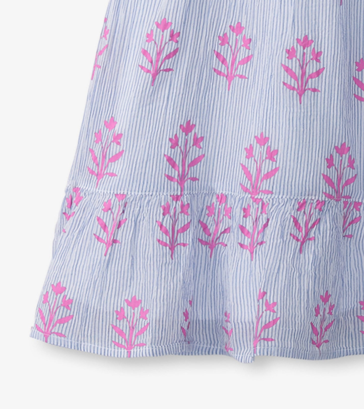 Robe froncée en seersucker – Fleurs sauvages