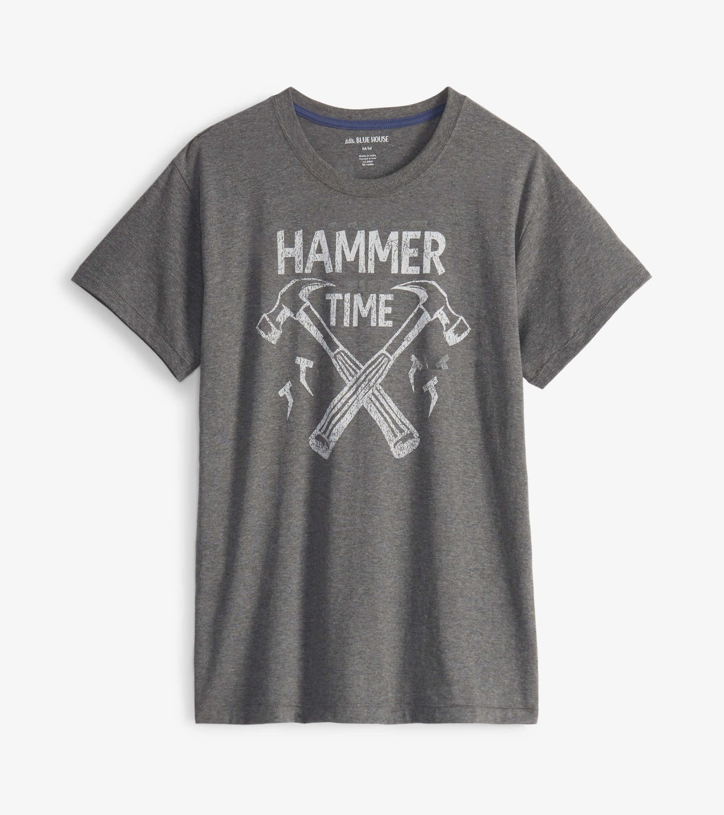 Gray short-sleeve t-shirt featuring a graphic of crossed hammers and the text "HAMMER TIME" in white.