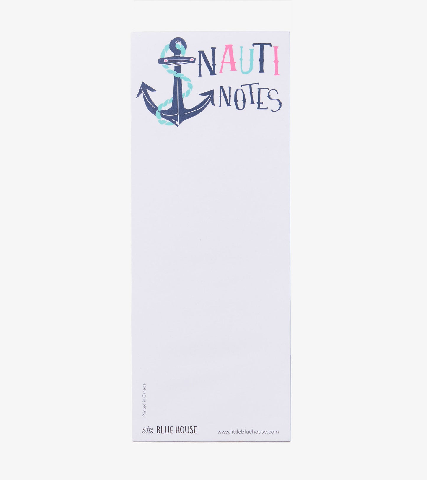 Magnetic notepad featuring colorful "Nauti Notes" text and an anchor design on a white background.