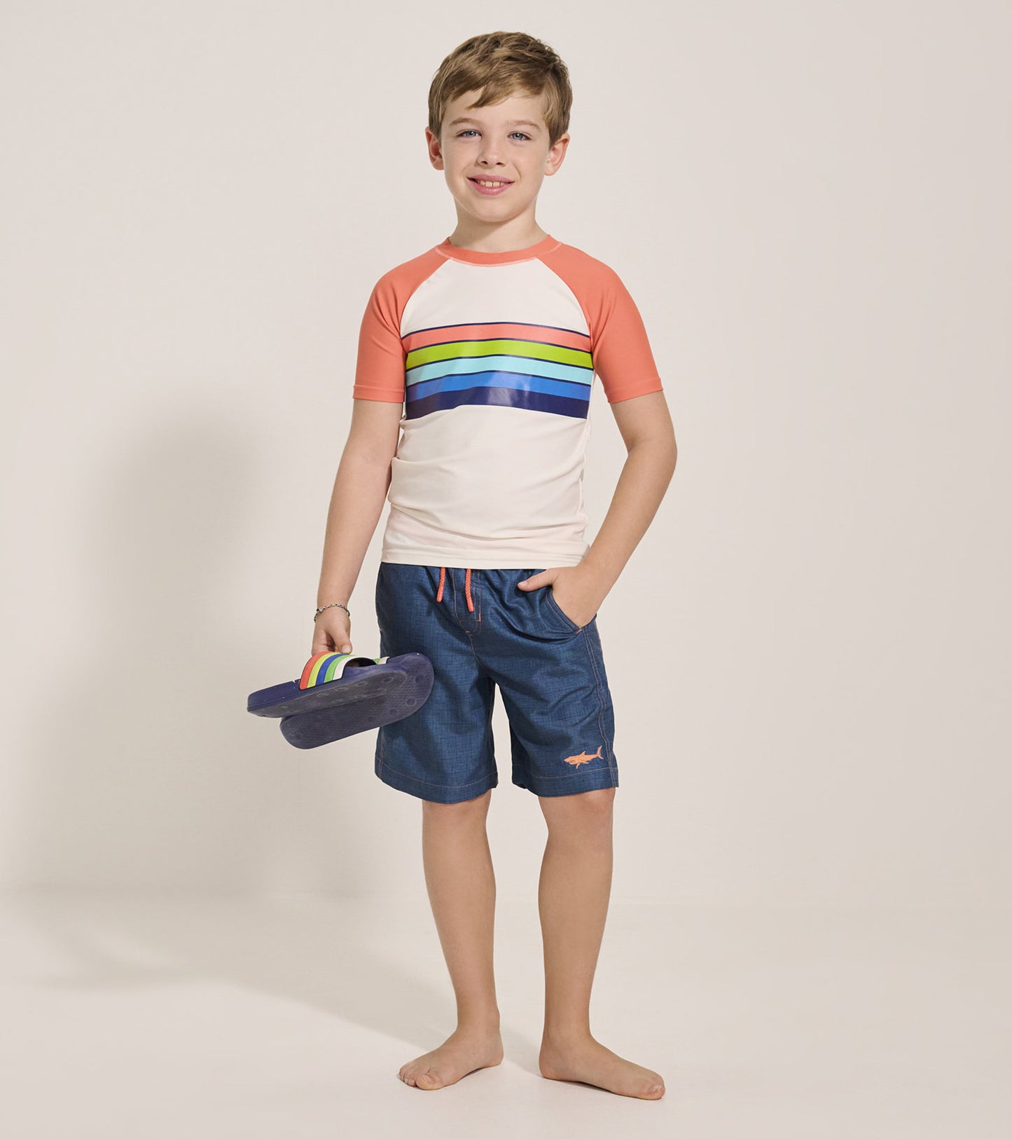 Boys Surfer Stripes Short Sleeve Rashguard