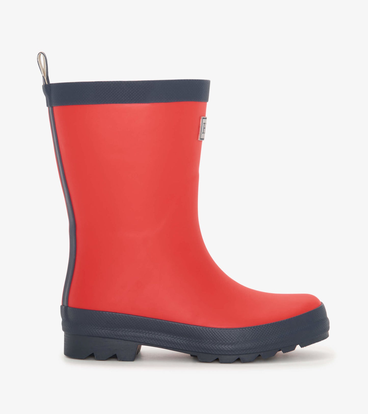 Bottes de pluie au fini mat pour enfant – Rouge avec bordures bleu marine