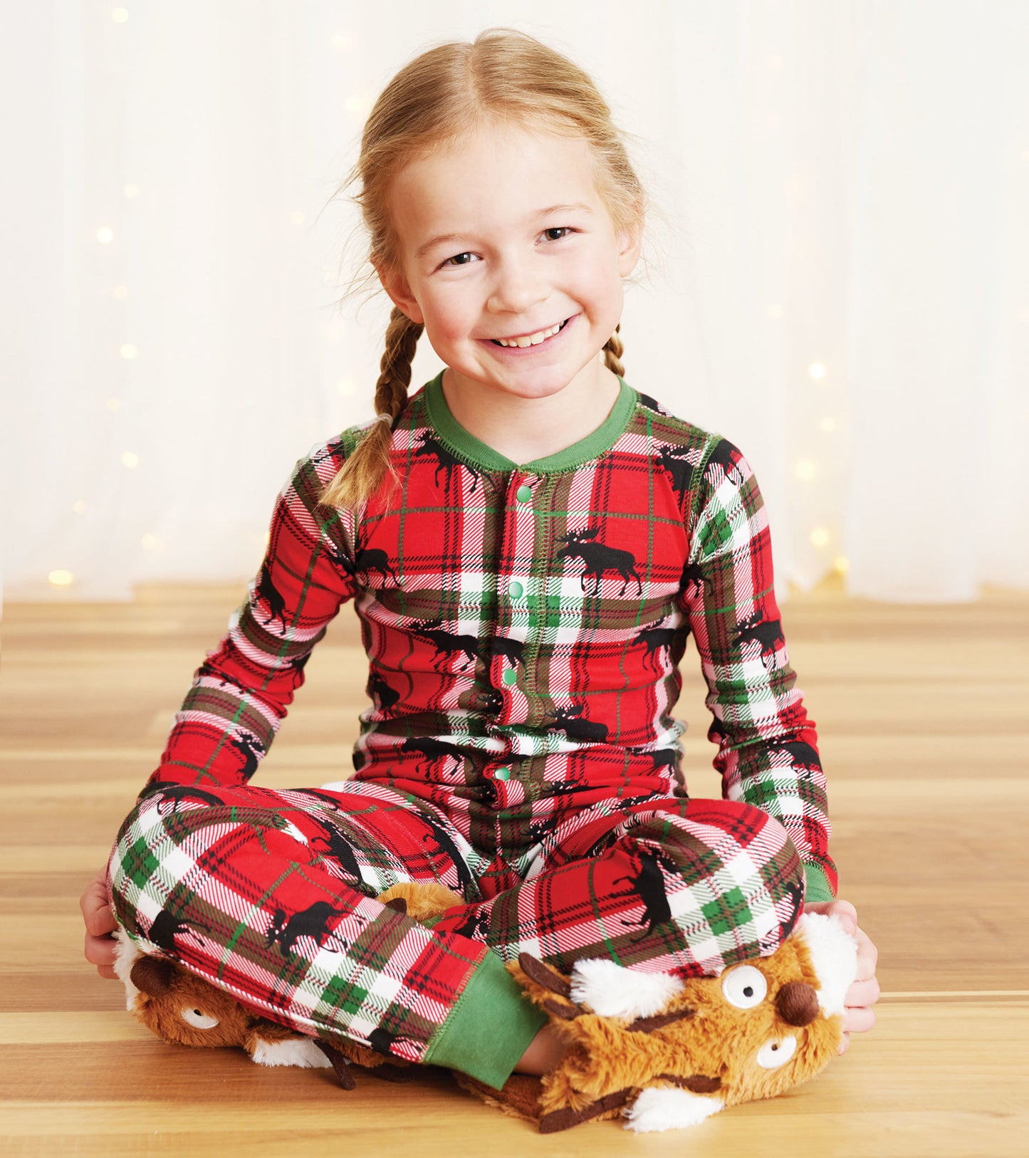 Combinaison pour enfant – Orignal des fêtes sur motif écossais