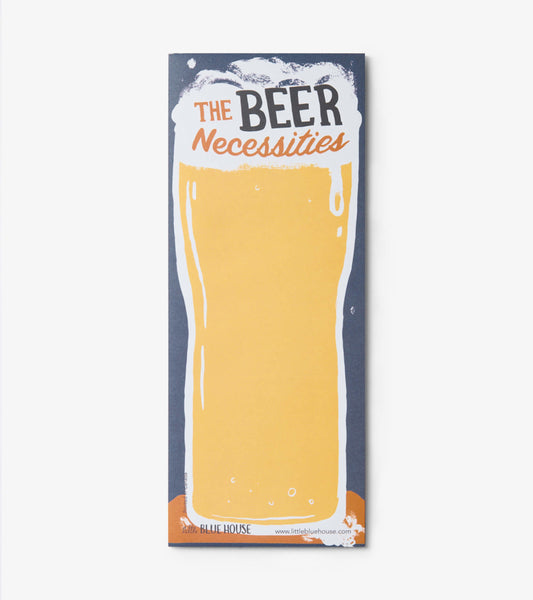 Magnetic notepad featuring a beer glass design with the text "The Beer Necessities" in bold lettering.