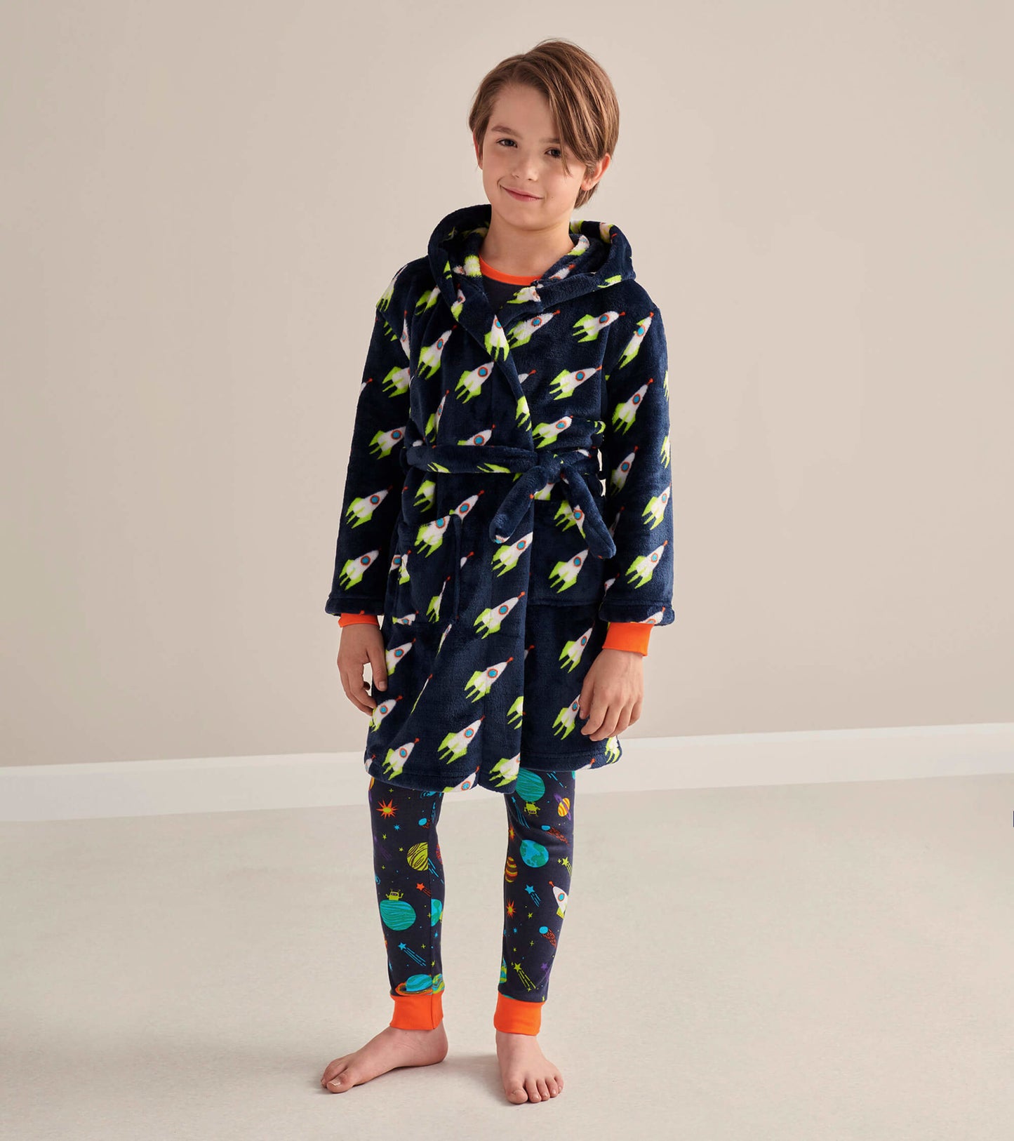 Peignoir en molleton pour enfant – Voyage en fusée