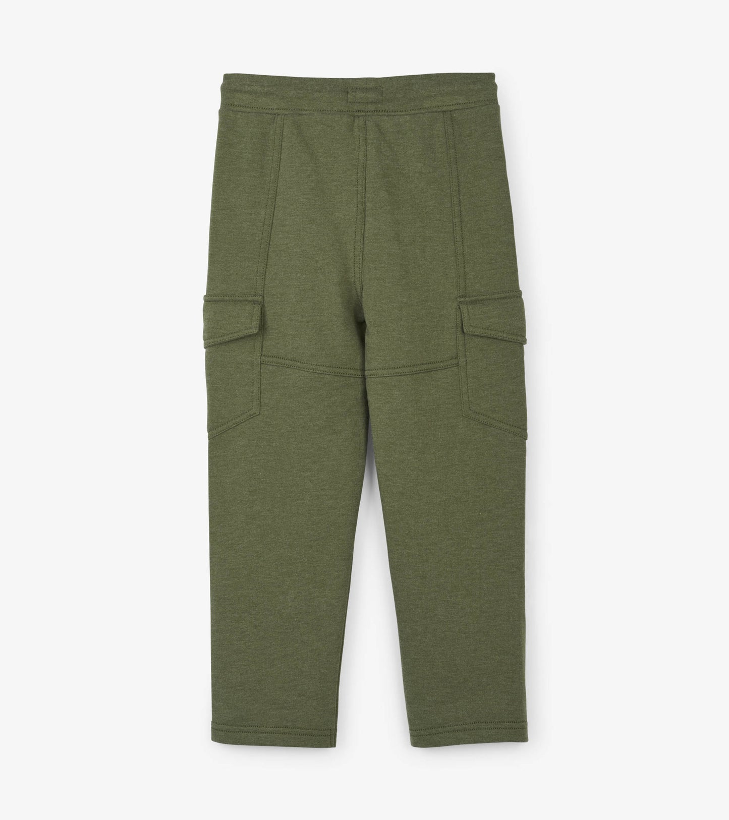 Moss melange cargo joggers in green, featuring side pockets and a comfortable elastic waistband.