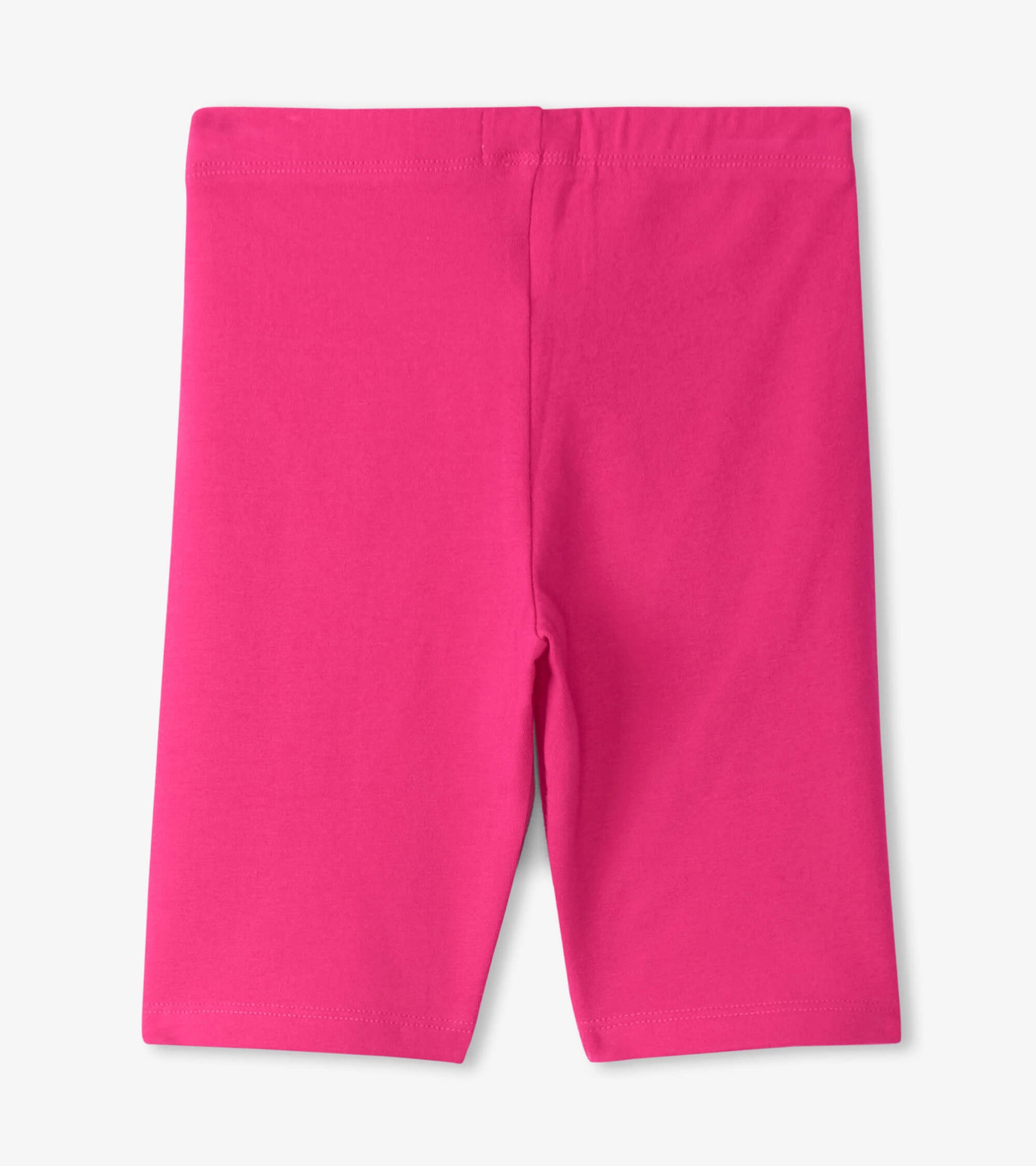 Fuschia bike shorts made of soft material with an elastic waistband, suitable for active wear.