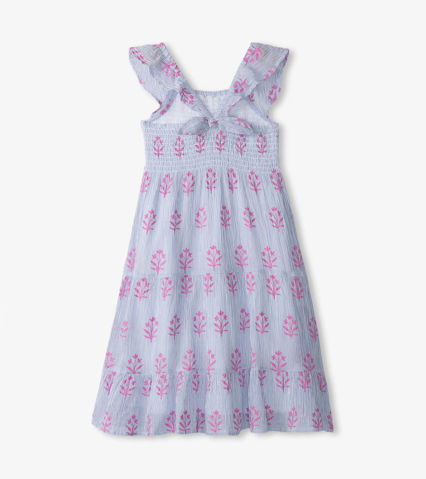 Robe froncée en seersucker – Fleurs sauvages