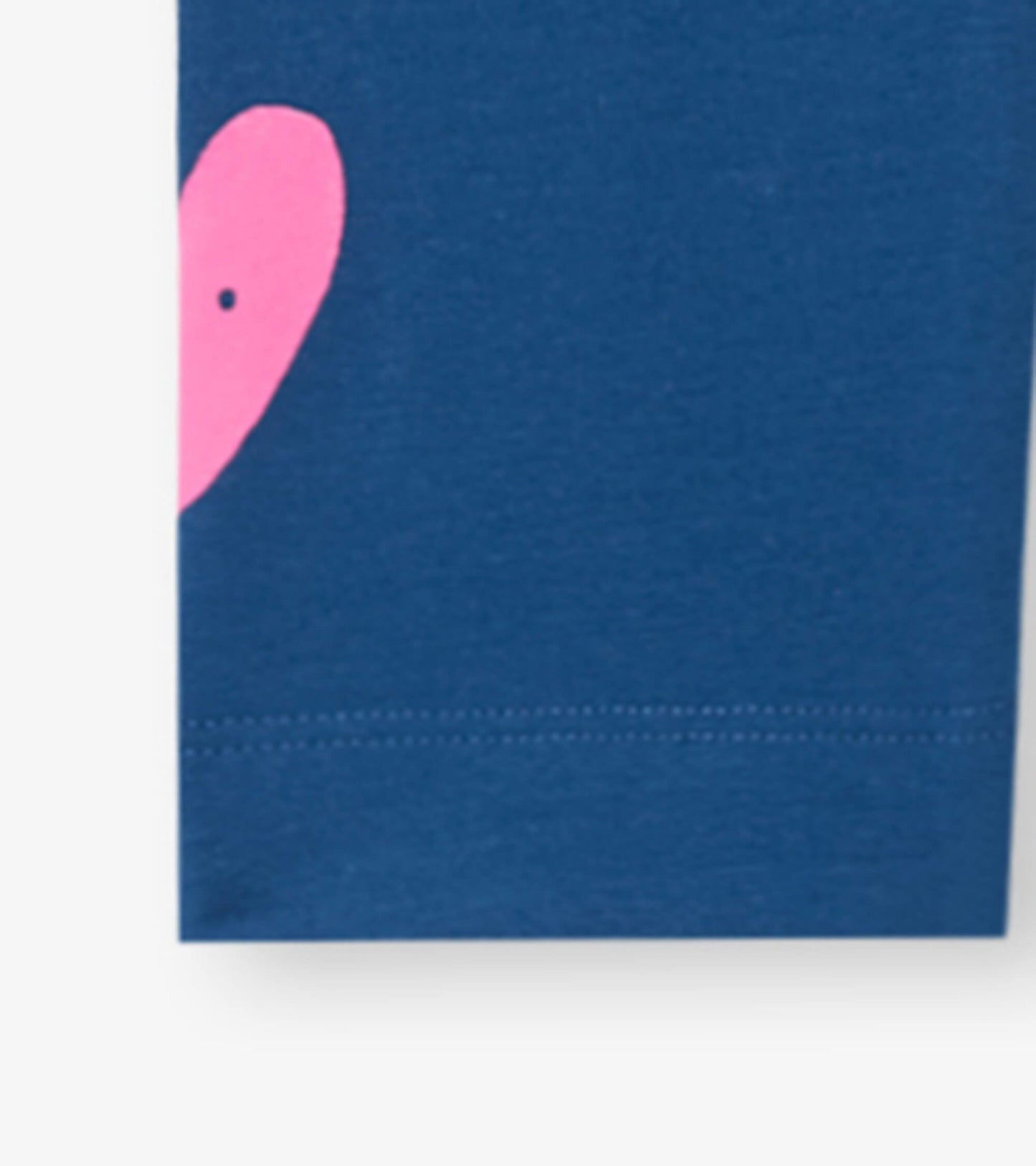 Navy leggings featuring a colorful pink heart design, made from soft, stretchy material for comfort and play.