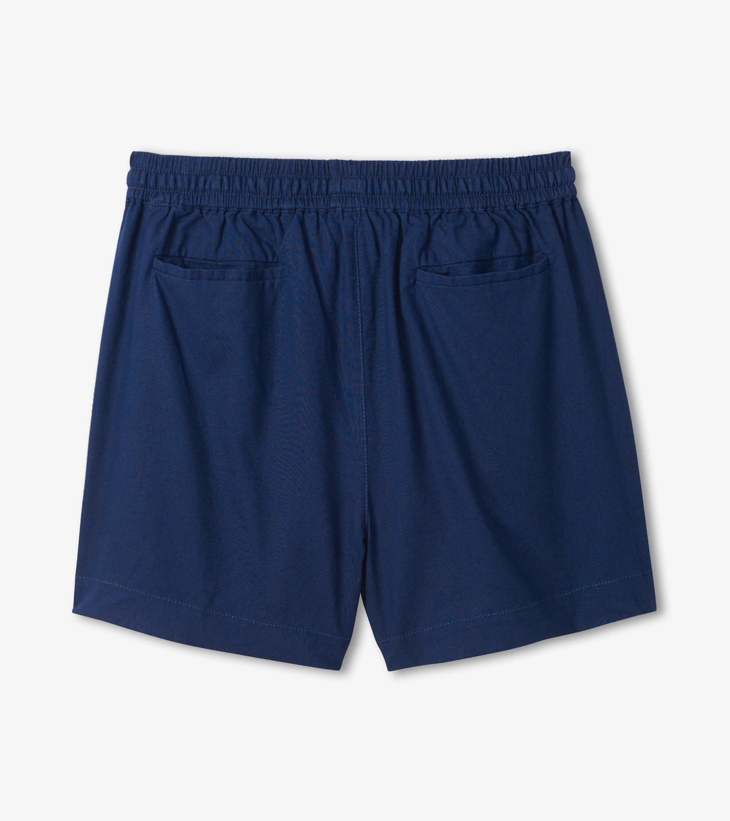 Patriot blue shorts with an elastic waistband and two back pockets, shown from the back view.