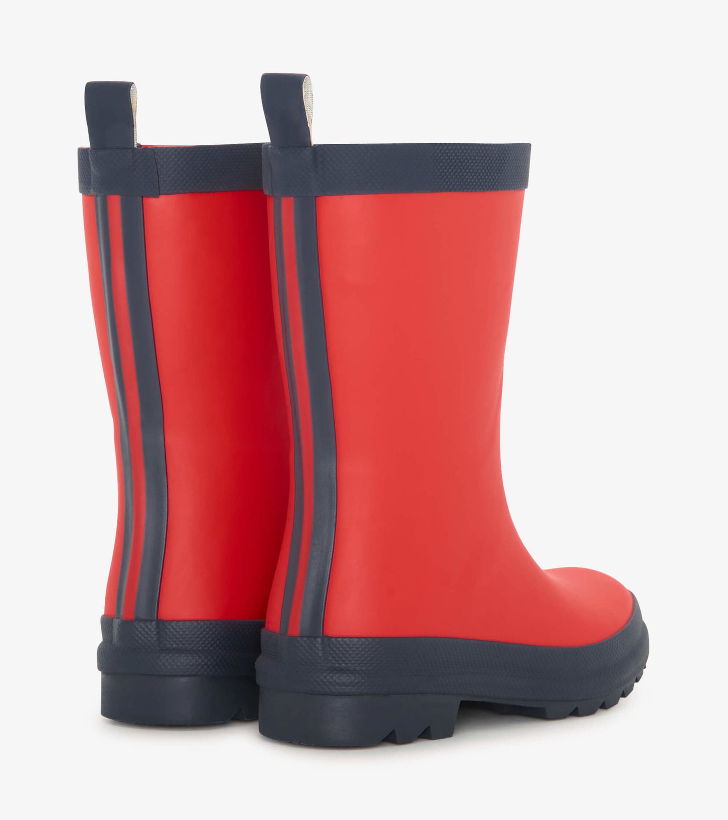 Bottes de pluie au fini mat pour enfant – Rouge avec bordures bleu marine