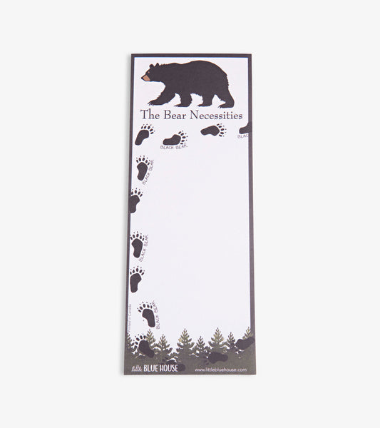 Magnetic notepad featuring a bear silhouette and black bear footprints on a white background, ideal for notes and reminders.