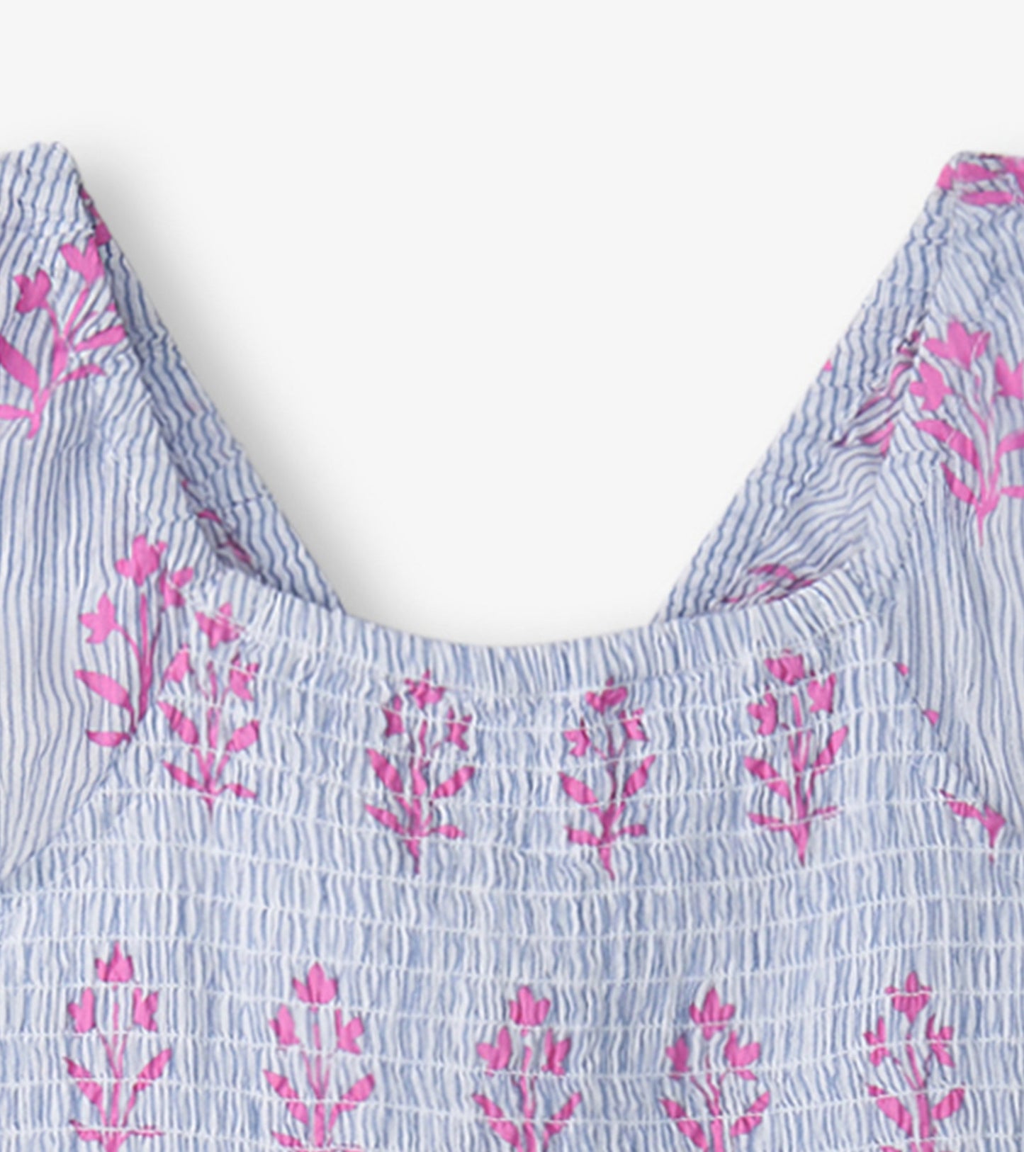 Robe froncée en seersucker – Fleurs sauvages