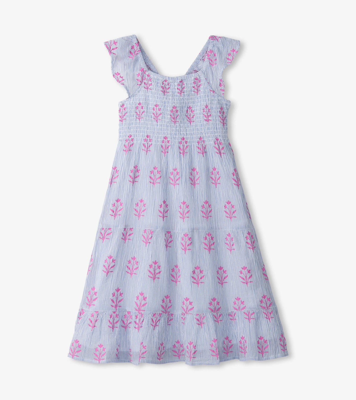 Robe froncée en seersucker – Fleurs sauvages