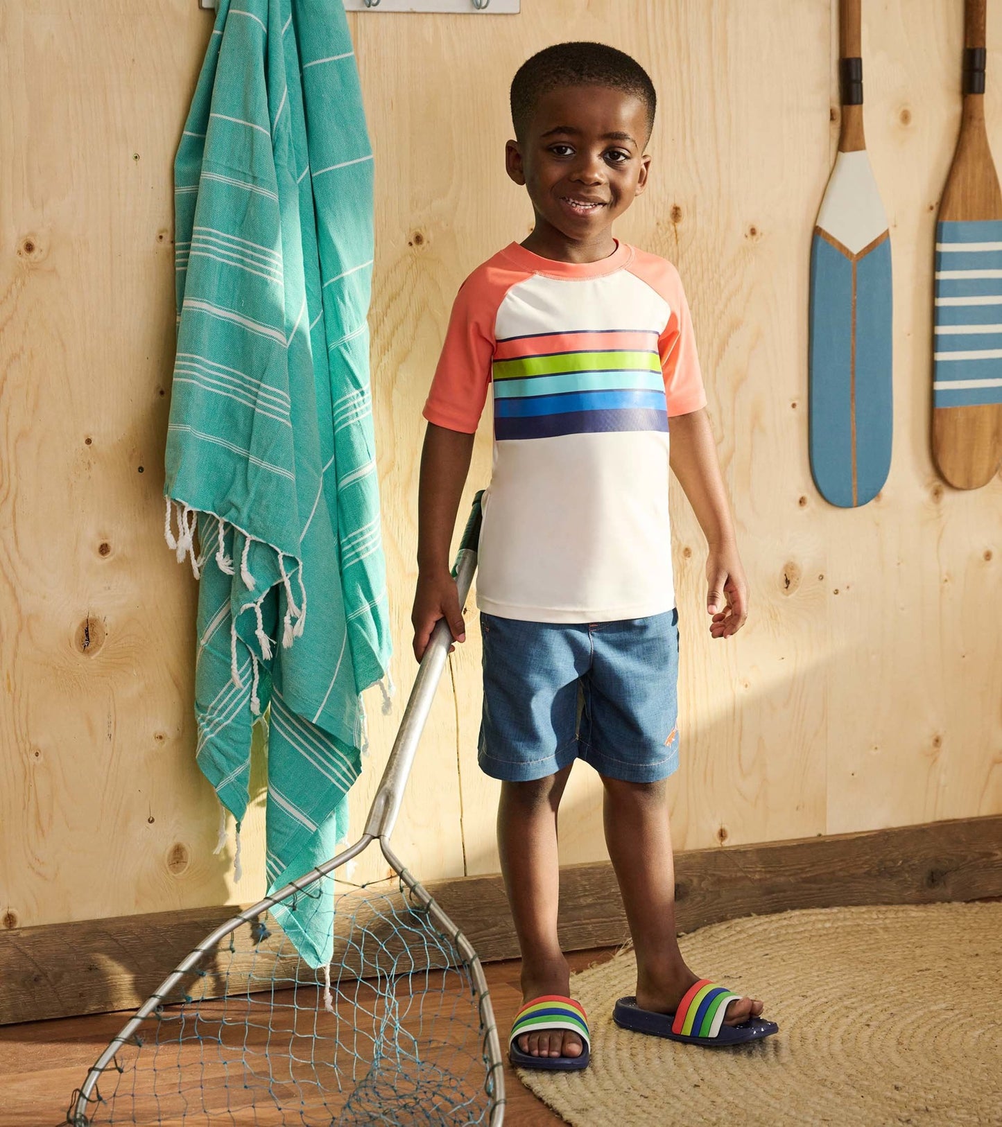 Boys Surfer Stripes Short Sleeve Rashguard