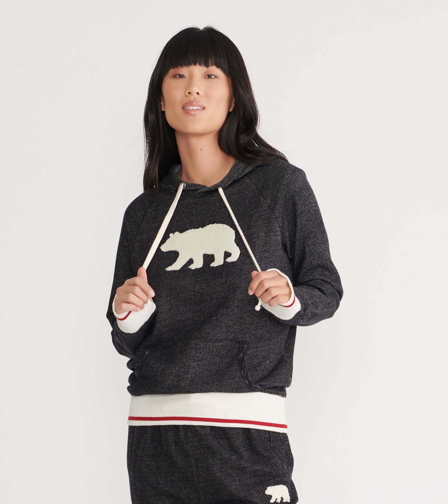 Pull à capuchon pour femme collection Heritage – Ours Gris anthracite