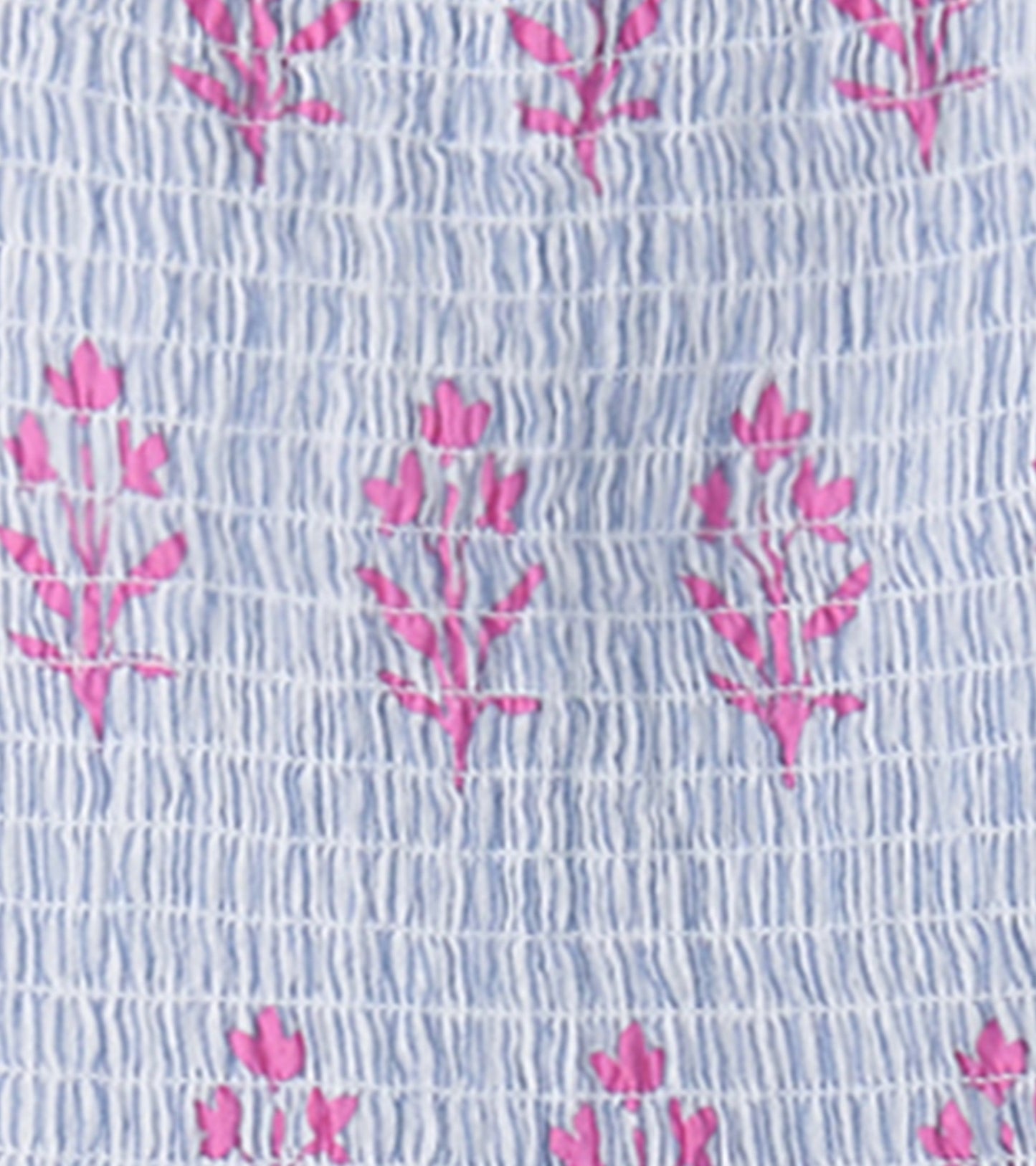 Robe froncée en seersucker – Fleurs sauvages