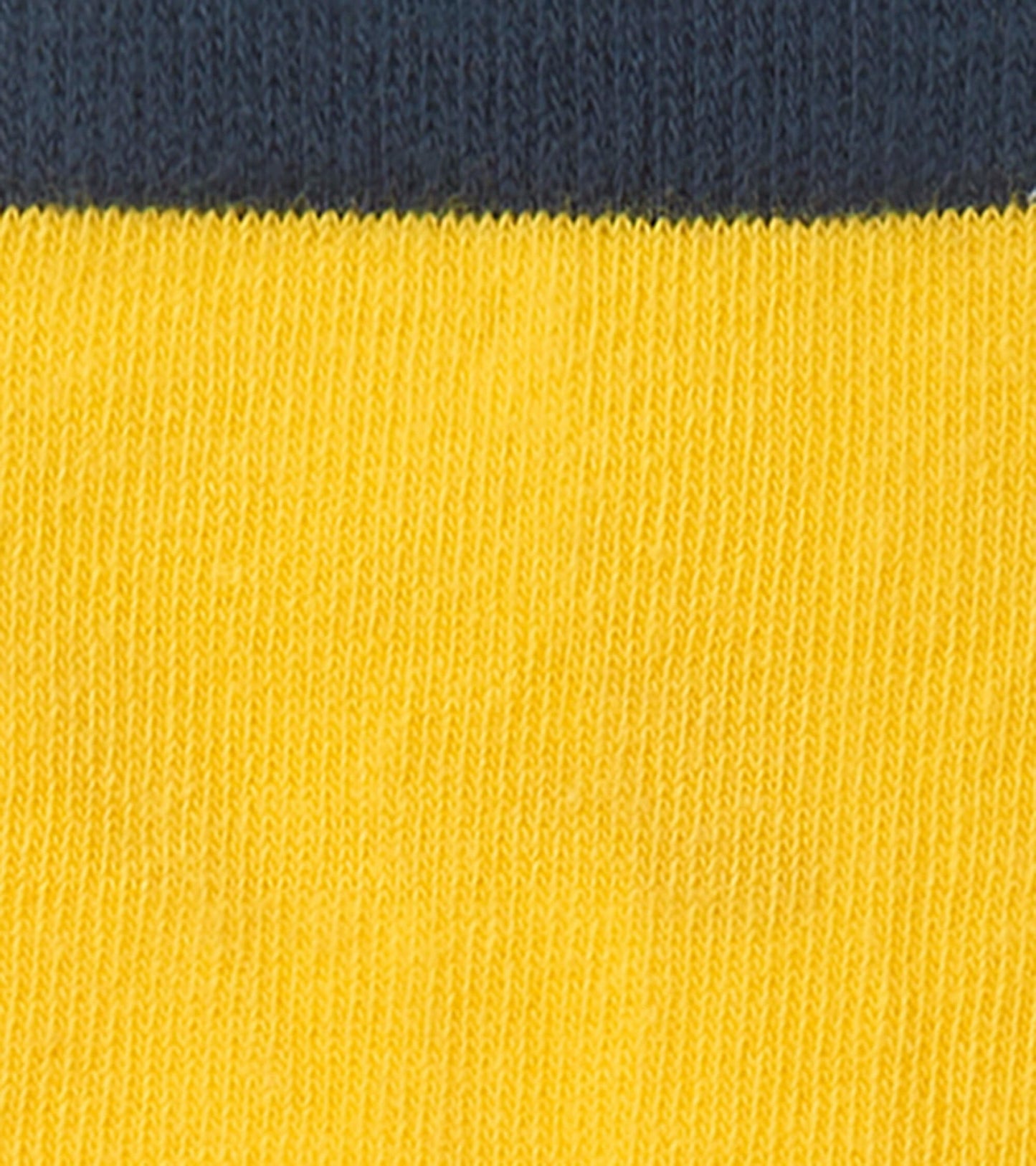 Yellow and navy crew socks featuring a striped pattern, suitable for kids aged 2-12.