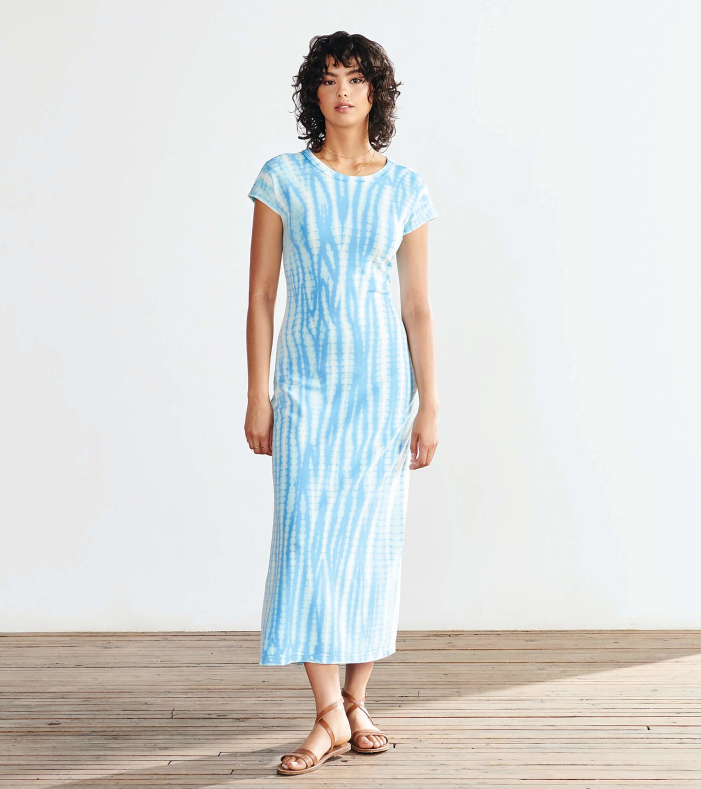 Robe Blake – Imprimé bleu azur décoloré