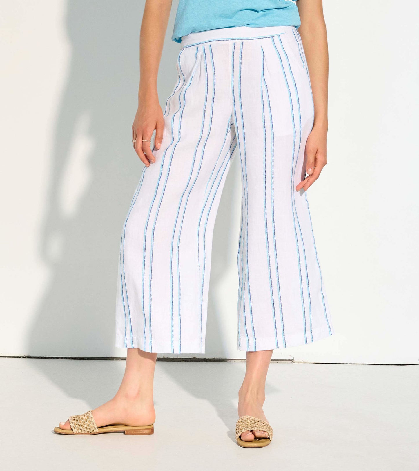 Pantalon écourté à jambe large – Rayures ensoleillées