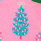Blue and pink Christmas tree on a pink background