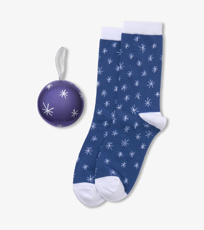 Women's Blue Snowflakes Sock in Balls